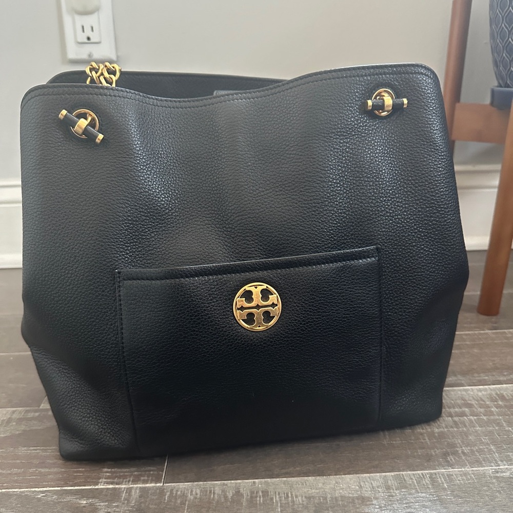 Tory Burch Black Tote with Gold Accents - Picture 7 of 8